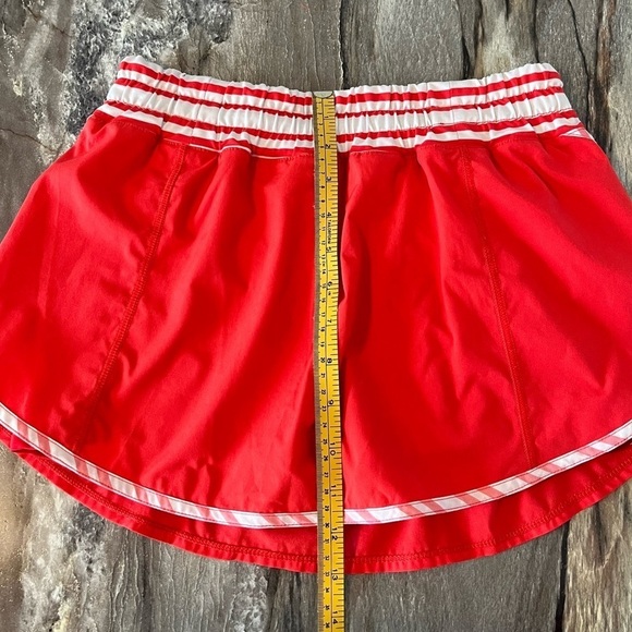 Lululemon Y2K Run Track Attack Love Red Twin Stripe Skirt Short Skort size 6 - Picture 16 of 16
